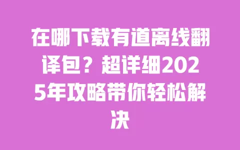 在哪下载有道离线翻译包？超详细2025年攻略带你轻松解决 一