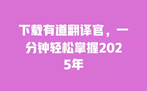 下载有道翻译官，一分钟轻松掌握2025年 一