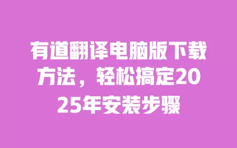 有道翻译电脑版下载方法，轻松搞定2025年安装步骤 一
