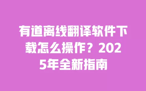 有道离线翻译软件下载怎么操作？2025年全新指南 一