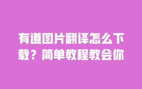 有道图片翻译怎么下载？简单教程教会你 一
