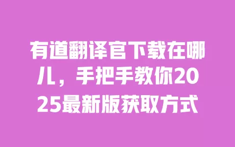 有道翻译官下载在哪儿,手把手教你2025最新版获取方式 一