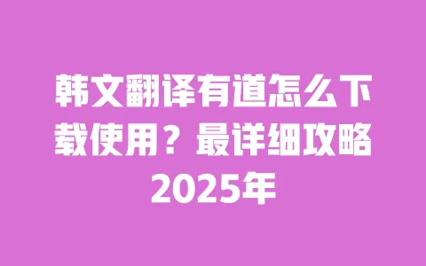 韩文翻译有道怎么下载使用?最详细攻略2025年 一