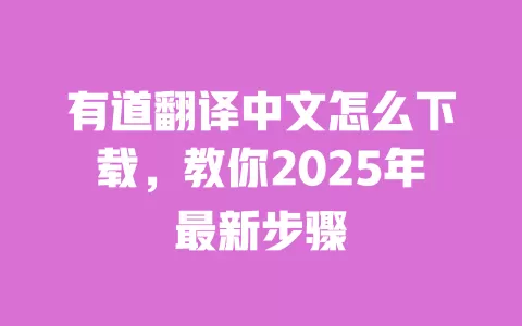 有道翻译中文怎么下载,教你2025年最新步骤 一