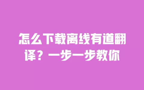 怎么下载离线有道翻译？一步一步教你 一
