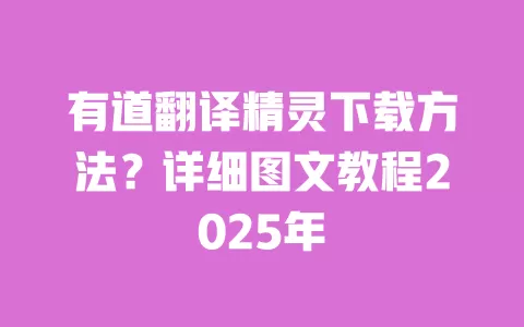 有道翻译精灵下载方法?详细图文教程2025年 一