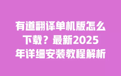 有道翻译单机版怎么下载？最新2025年详细安装教程解析 一