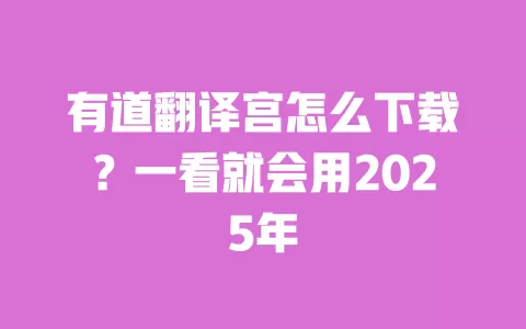有道翻译宫怎么下载?一看就会用2025年 一