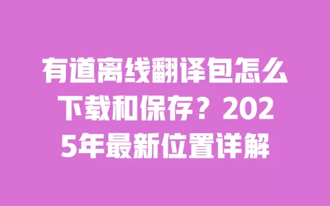 有道离线翻译包怎么下载和保存?2025年最新位置详解 一