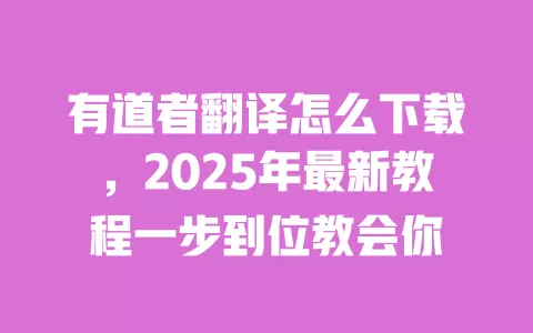 有道者翻译怎么下载,2025年最新教程一步到位教会你 一