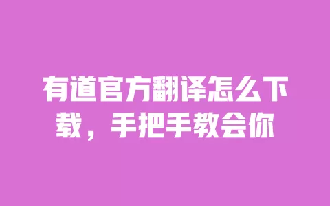 有道官方翻译怎么下载,手把手教会你 一