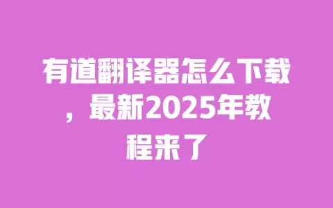 有道翻译器怎么下载,最新2025年教程来了 一