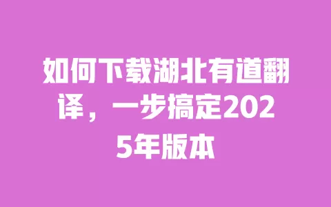 如何下载湖北有道翻译,一步搞定2025年版本 一