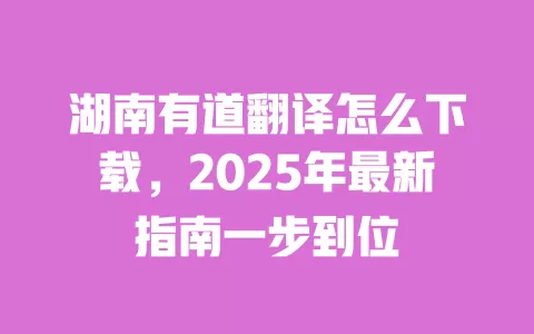 湖南有道翻译怎么下载,2025年最新指南一步到位 一
