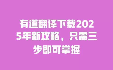 有道翻译下载2025年新攻略，只需三步即可掌握 一