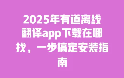 2025年有道离线翻译app下载在哪找,一步搞定安装指南 一