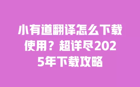 小有道翻译怎么下载使用？超详尽2025年下载攻略 一