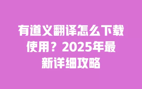 有道义翻译怎么下载使用？2025年最新详细攻略 一