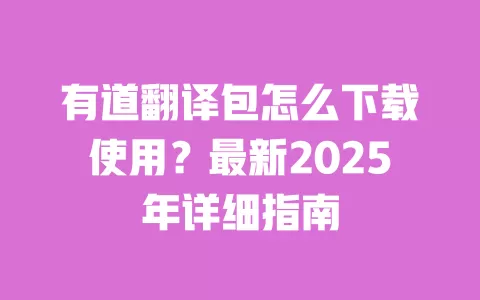 有道翻译包怎么下载使用？最新2025年详细指南 一