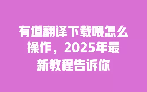 有道翻译下载喂怎么操作，2025年最新教程告诉你 一