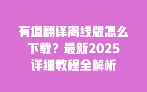 有道翻译离线版怎么下载？最新2025详细教程全解析 一