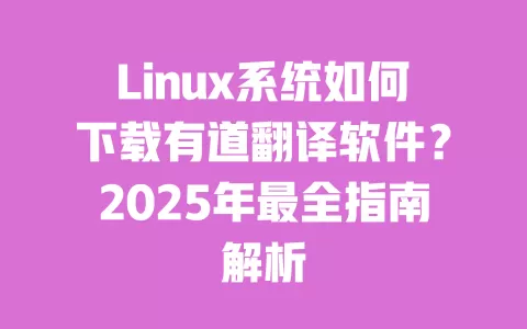 Linux系统如何下载有道翻译软件?2025年最全指南解析 一