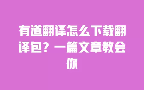 有道翻译怎么下载翻译包?一篇文章教会你 一