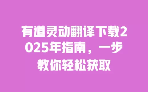 有道灵动翻译下载2025年指南，一步教你轻松获取 一