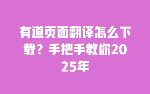 有道页面翻译怎么下载？手把手教你2025年 一